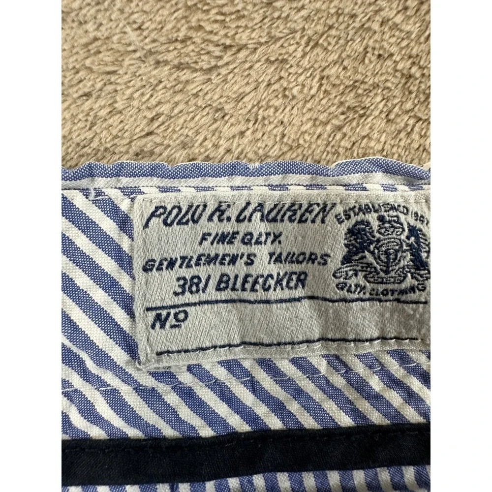 Polo Ralph Lauren Suffield Fit Seersucker Shorts Mens 35 Blue Striped Cotton EUC